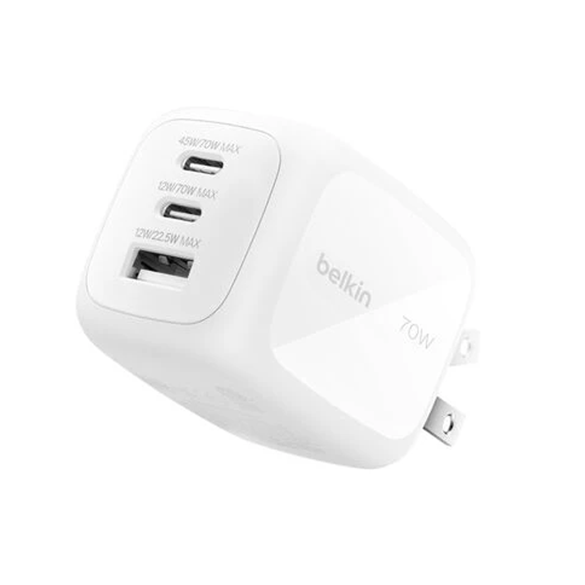 شارژر دیواری بلکین 70 وات مدل BoostCharge Pro GaN به همراه تبدیل 2 پین به 2 شاخه