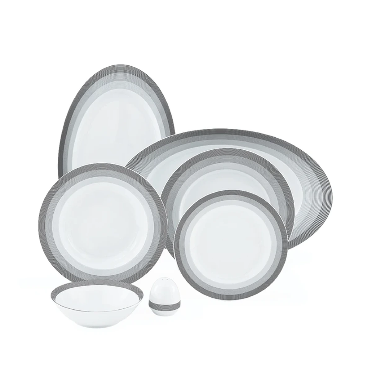 سرویس غذاخوری 28 پارچه چینی زرین ایران مدل ایتالیا اف سیلور لاینر درجه 3