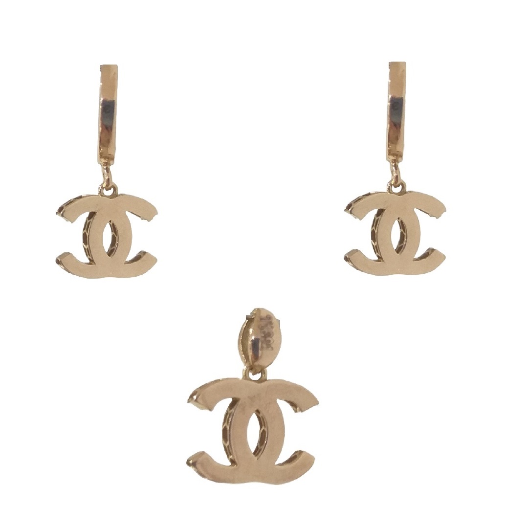 نیم ست طلا 18 عیار زنانه طرح شنل کد z383