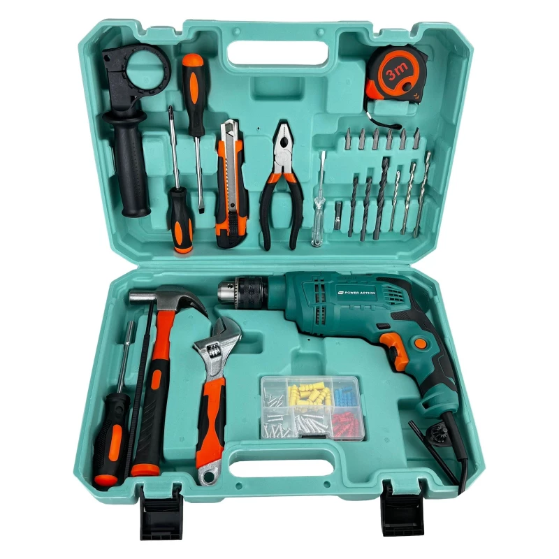 دریل چکشی پاور اکشن مدل ID 750-B مجموعه 28 عددی-چند رنگ