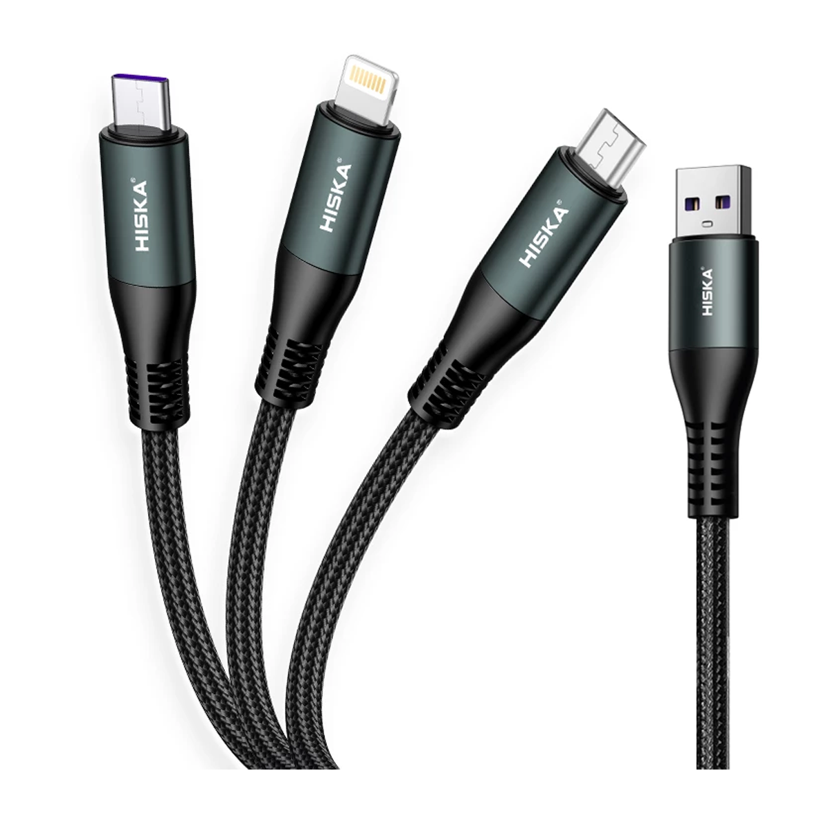 کابل تایپ سی - لایتنینگ - میکرو یو اس بی هیسکا مدل LX-13 طول 1.4 متر-مشکی کابل تایپ سی - لایتنینگ - میکرو یو اس بی هیسکا مدل LX-13 طول 1.4 متر-مشکی