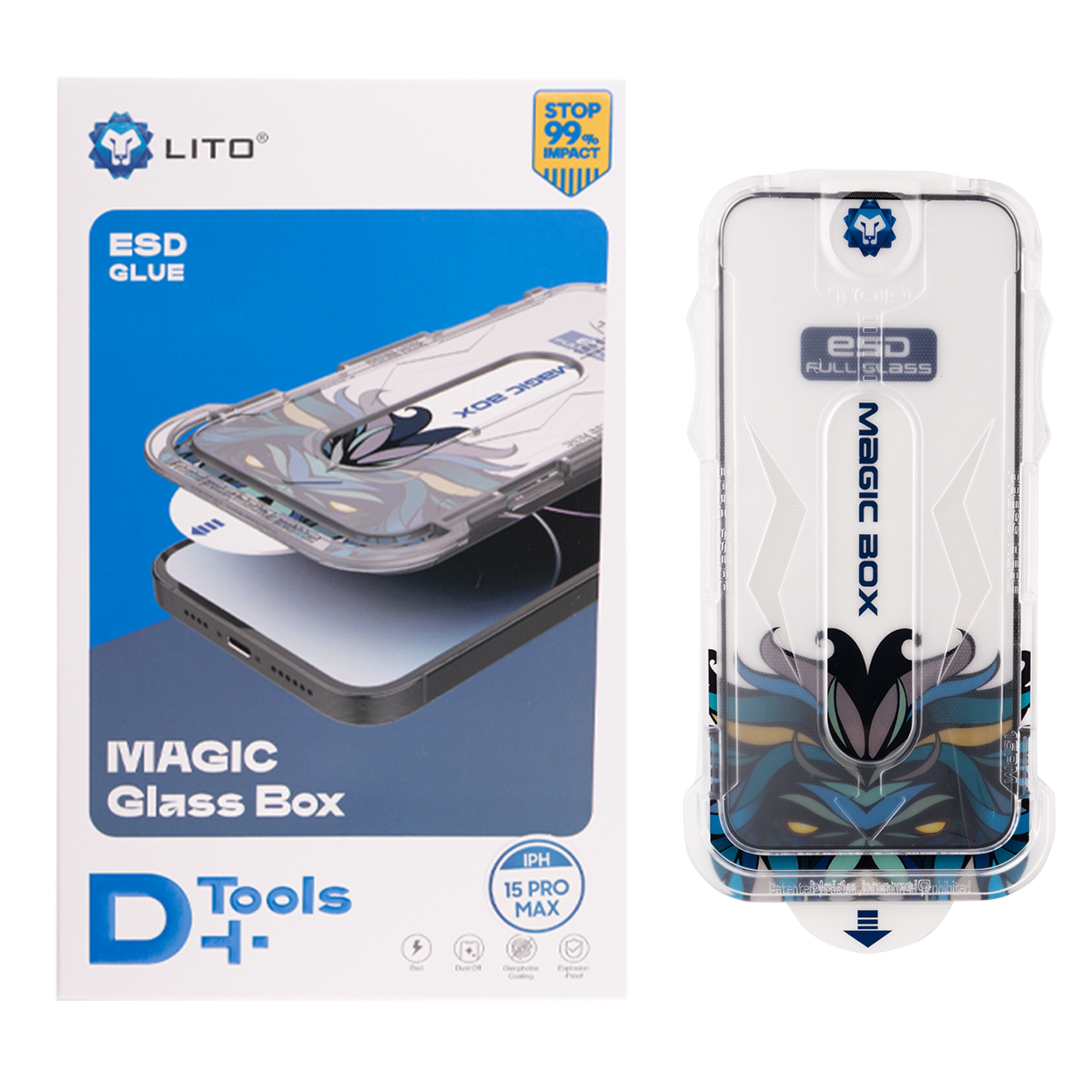 گلس گوشی اپل iPhone 15 Pro Max لیتوو مدل D+ Tools Magic Glass Box به همراه کیت نصب گلس گوشی اپل iPhone 15 Pro Max لیتوو مدل D+ Tools Magic Glass Box به همراه کیت نصب