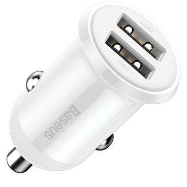 شارژر فندکی باسئوس مدل Grain Pro-سفید شارژر فندکی باسئوس مدل Grain Pro-سفید