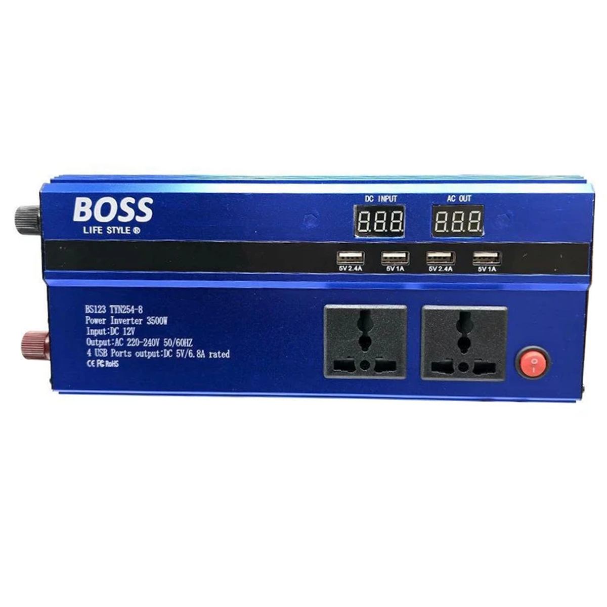 مبدل برق خودرو باس مدل BS123 TYN254-8 ظرفیت 3500 وات-آبی مبدل برق خودرو باس مدل BS123 TYN254-8 ظرفیت 3500 وات-آبی