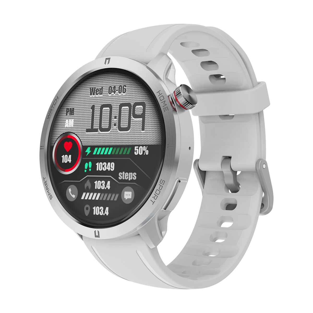 ساعت هوشمند هیوامی مدل Nuvo-بدنه نقره ای بند سفید ساعت هوشمند هیوامی مدل Nuvo-بدنه نقره ای بند سفید