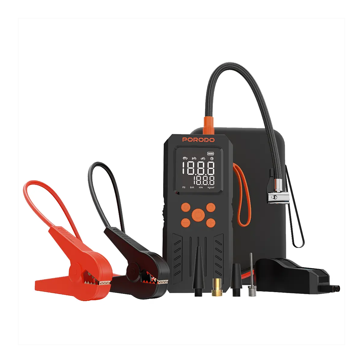 جامپ استارتر پرودو مدل Porodo 4-In-1 Multi-Tool Inflator and Jump Starter PD15KJSP-مشکی جامپ استارتر پرودو مدل Porodo 4-In-1 Multi-Tool Inflator and Jump Starter PD15KJSP-مشکی