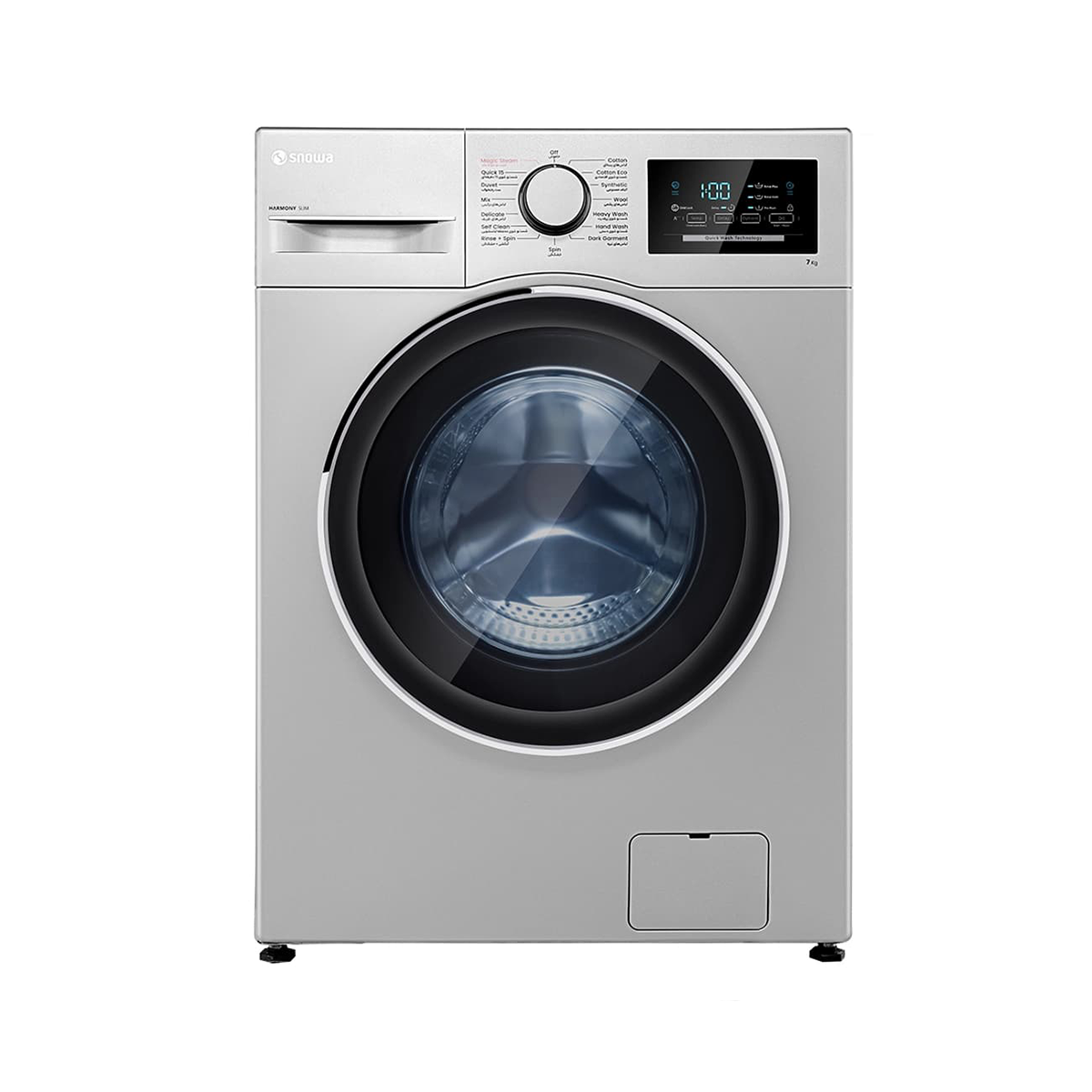 ماشین لباسشویی اسنوا 9 کیلویی هارمونی اسليم مدل SWM-71S10-نقره‌ای