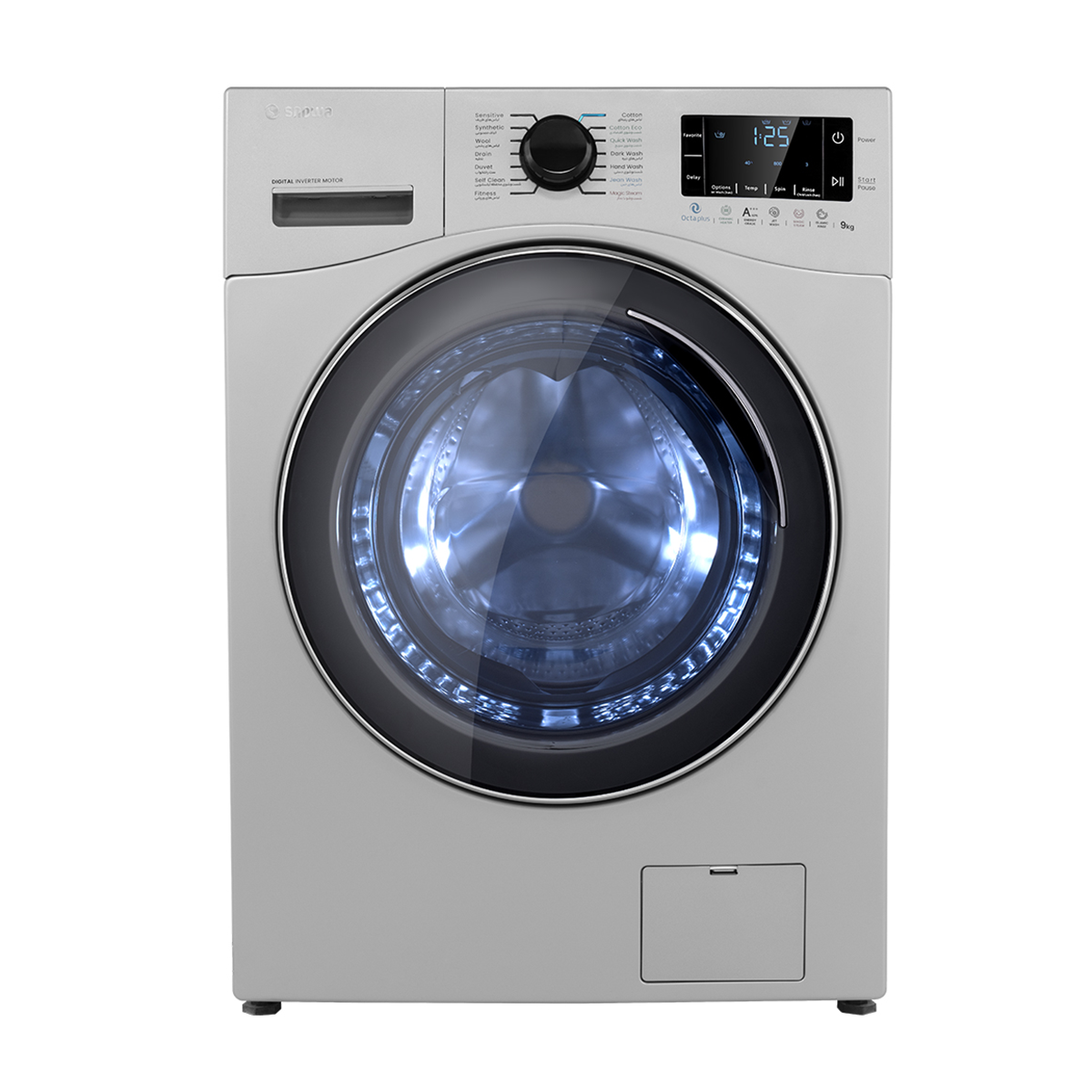 ماشین لباسشویی اسنوا 9 کیلویی سری اکتا پلاس مدل SWM-94S50-نقرهای ماشین لباسشویی اسنوا 9 کیلویی سری اکتا پلاس مدل SWM-94S50-نقرهای