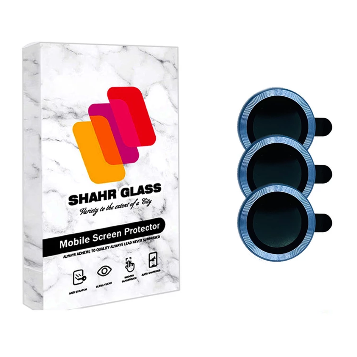 محافظ لنز دوربین گوشی اپل iPhone 14 Pro شهر گلس مدل RING-آبی