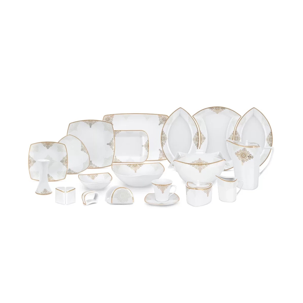 سرویس غذاخوری 105 پارچه 12 نفر چینی پردیس مدل کریستین-طلایی سرویس غذاخوری 105 پارچه 12 نفر چینی پردیس مدل کریستین-طلایی