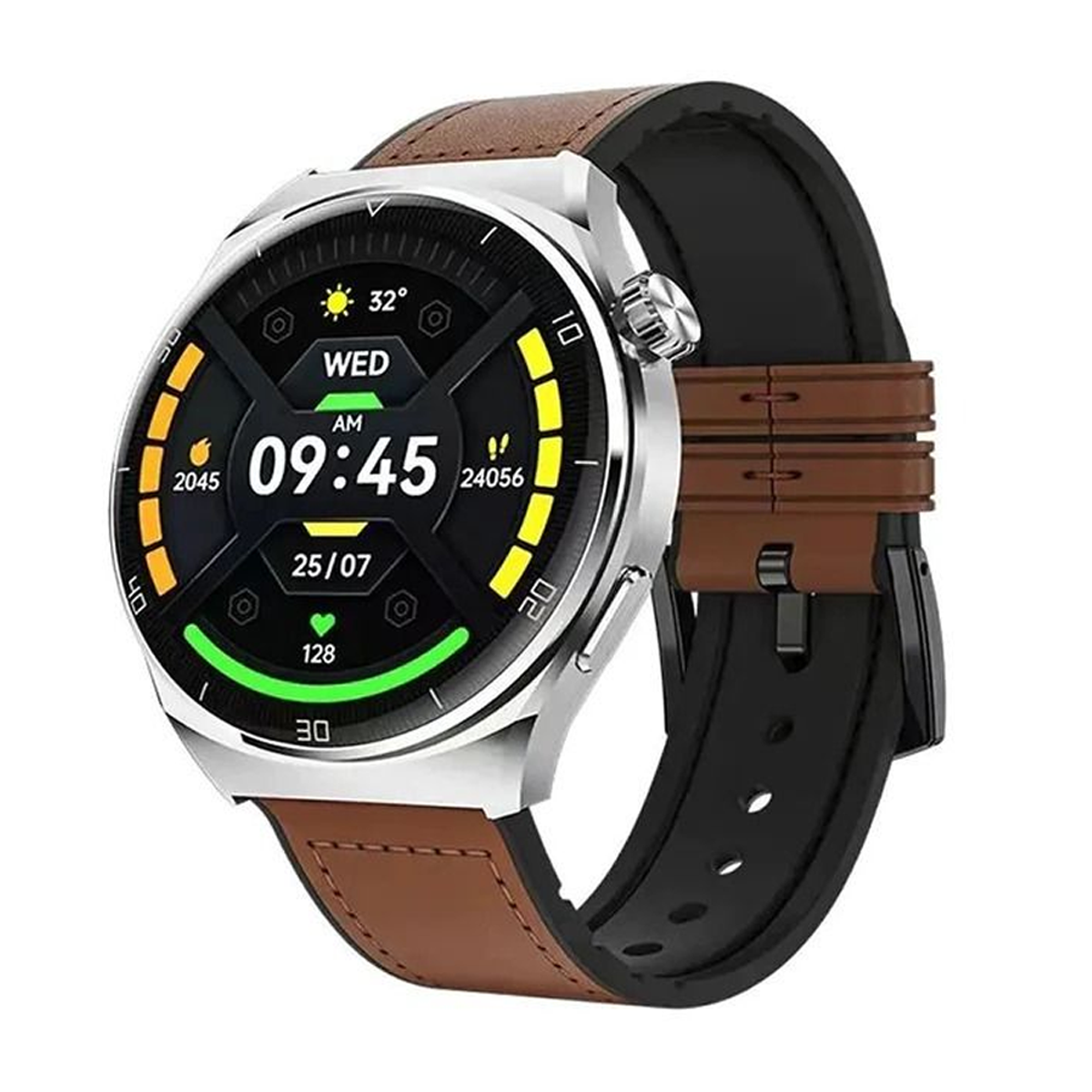 ساعت هوشمند اوی مدل H27-بدنه نقره ای بند قهوه ای ساعت هوشمند اوی مدل H27-بدنه نقره ای بند قهوه ای