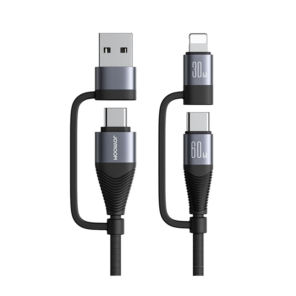 کابل تبدیل USB/USB-C به لایتنینگ/USB-C جوی روم مدل SA37-2T2 طول 1.2 متر-مشکی  کابل تبدیل USB/USB-C به لایتنینگ/USB-C جوی روم مدل SA37-2T2 طول 1.2 متر-مشکی