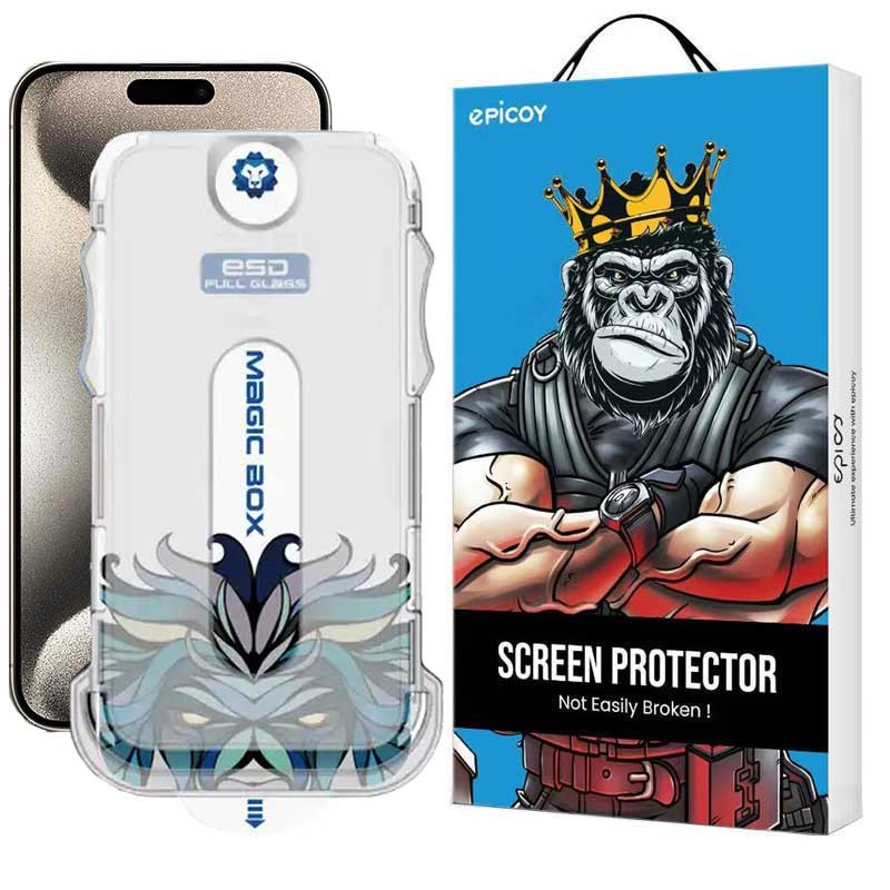 محافظ صفحه نمایش اپیکوی مدل Lion ESD Easy Install مناسب برای گوشی موبایل اپل iPhone 15 Pro Max به همراه کیت نصب محافظ صفحه نمایش اپیکوی مدل Lion ESD Easy Install مناسب برای گوشی موبایل اپل iPhone 15 Pro Max به همراه کیت نصب