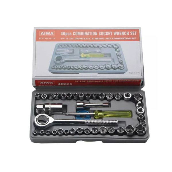 مجموعه 40 عددی آچار بکس و دسته آچار آیوا مدل AR-AW40 مجموعه 40 عددی آچار بکس و دسته آچار آیوا مدل AR-AW40