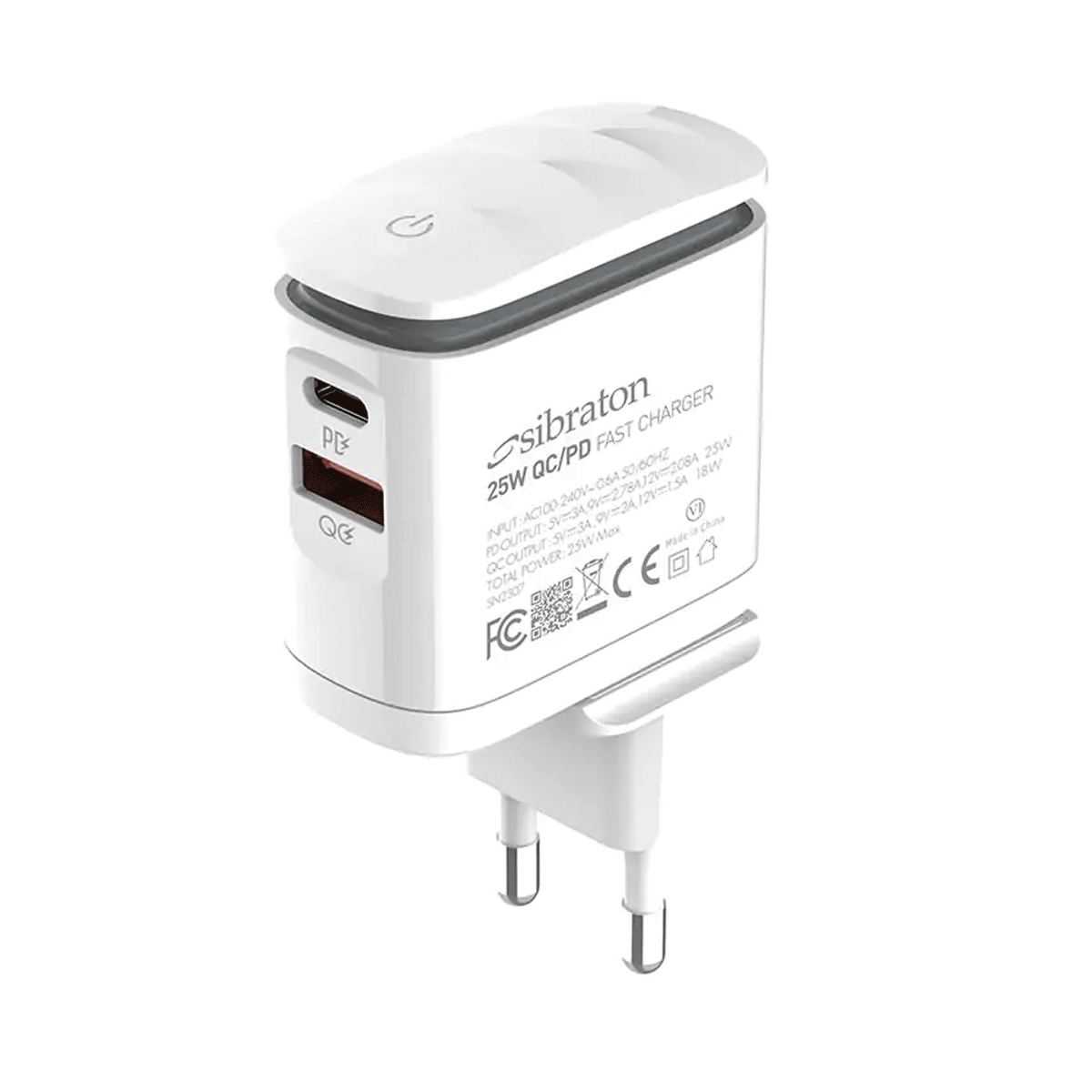 شارژر دیواری سیبراتون مدل S-W2225i-PD توان 25 وات-سفید شارژر دیواری سیبراتون مدل S-W2225i-PD توان 25 وات-سفید