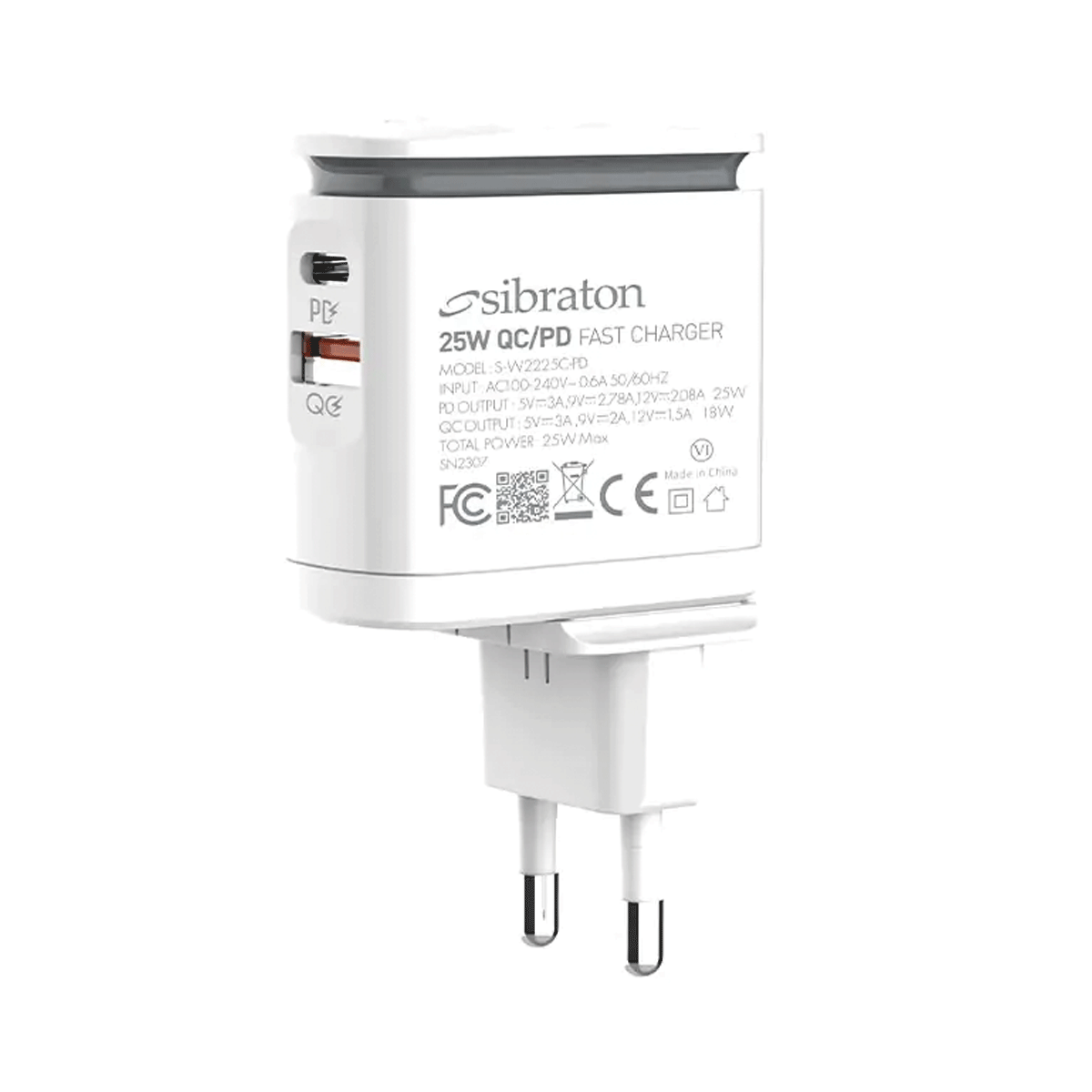 شارژر دیواری سیبراتون مدل S-W2225C-PD توان 25 وات-سفید شارژر دیواری سیبراتون مدل S-W2225C-PD توان 25 وات-سفید