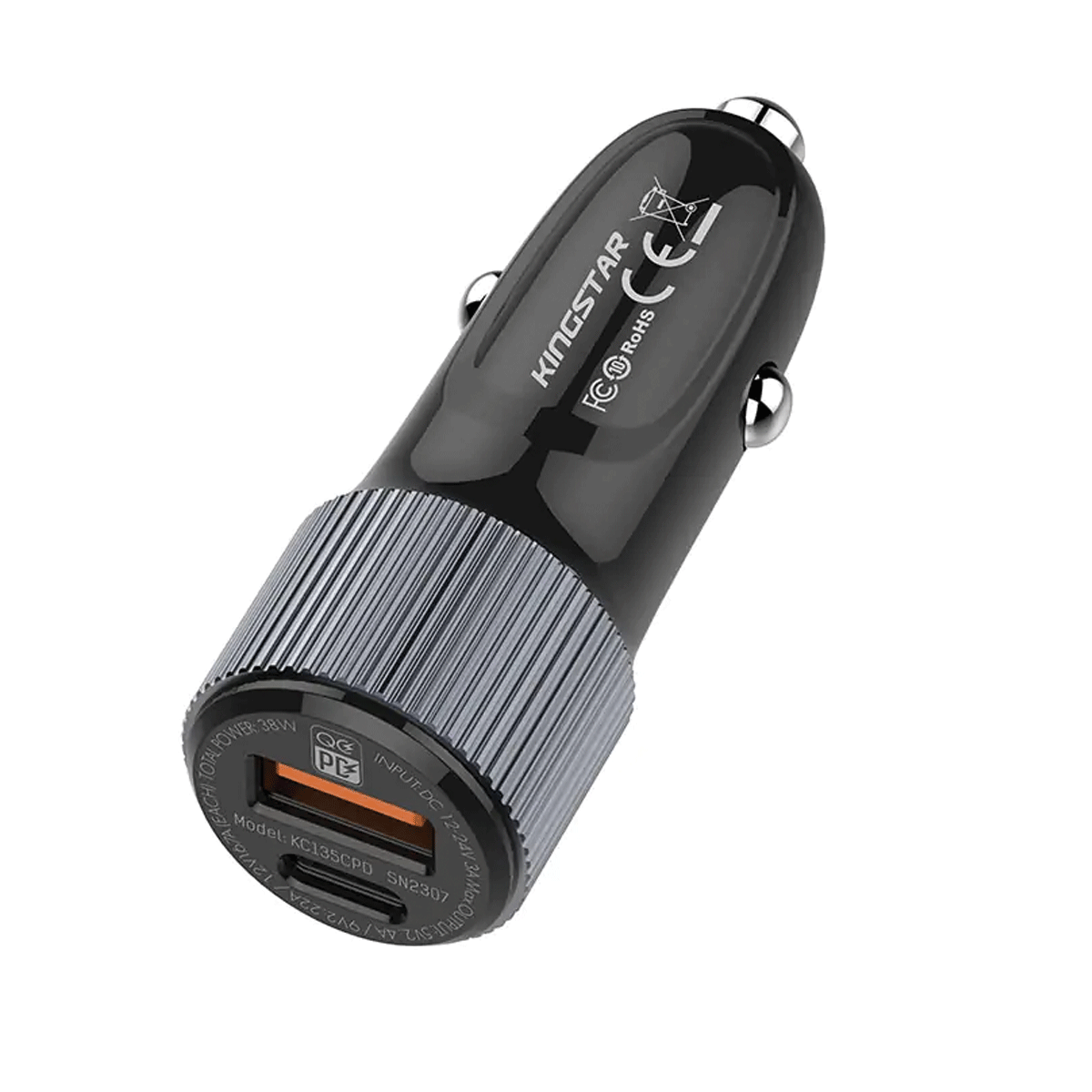 شارژر فندکی کینگ استار مدل KC135CPD توان 38 وات شارژر فندکی کینگ استار مدل KC135CPD توان 38 وات