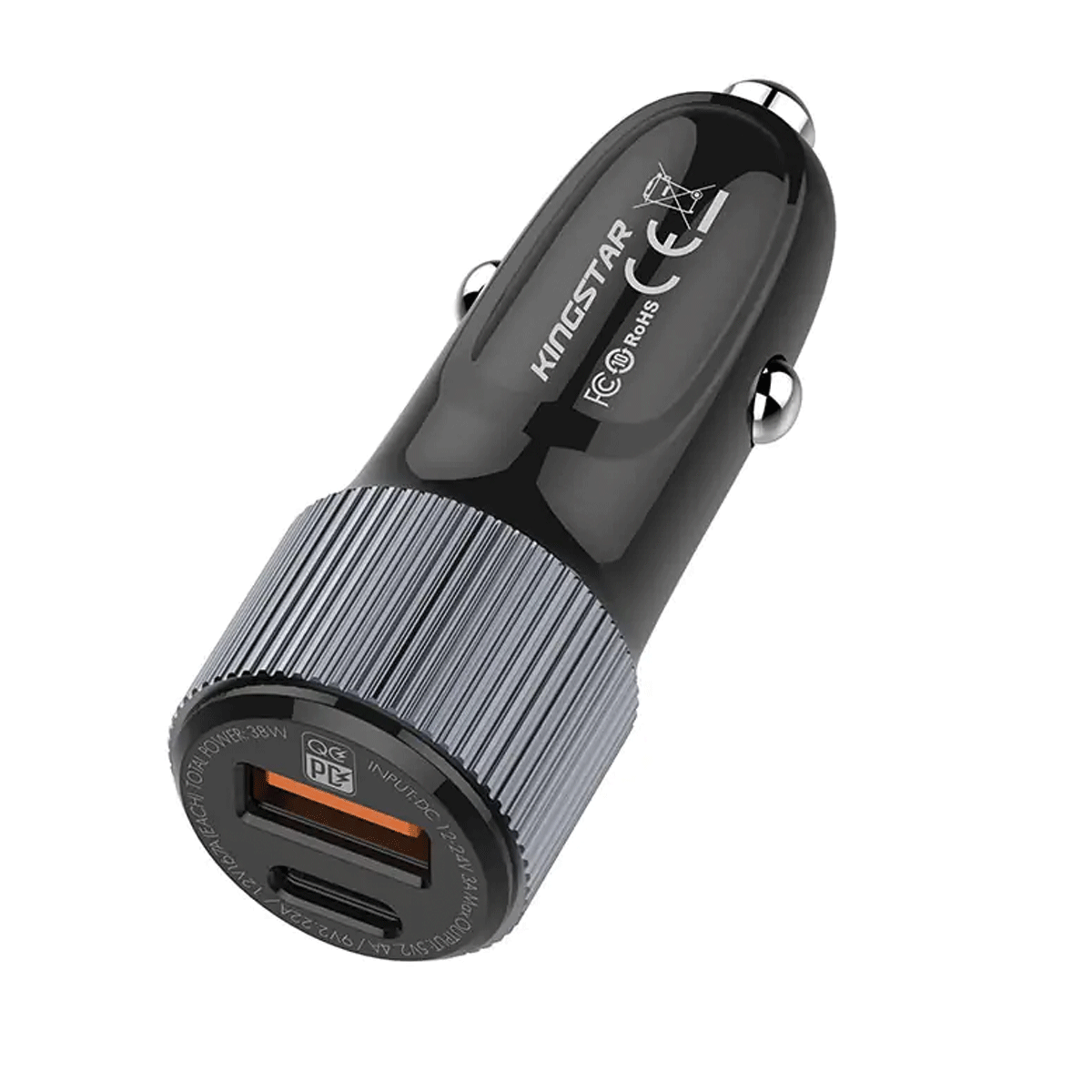 شارژر فندکی کینگ استار مدل KC135iPD توان 38 وات-مشکی شارژر فندکی کینگ استار مدل KC135iPD توان 38 وات-مشکی