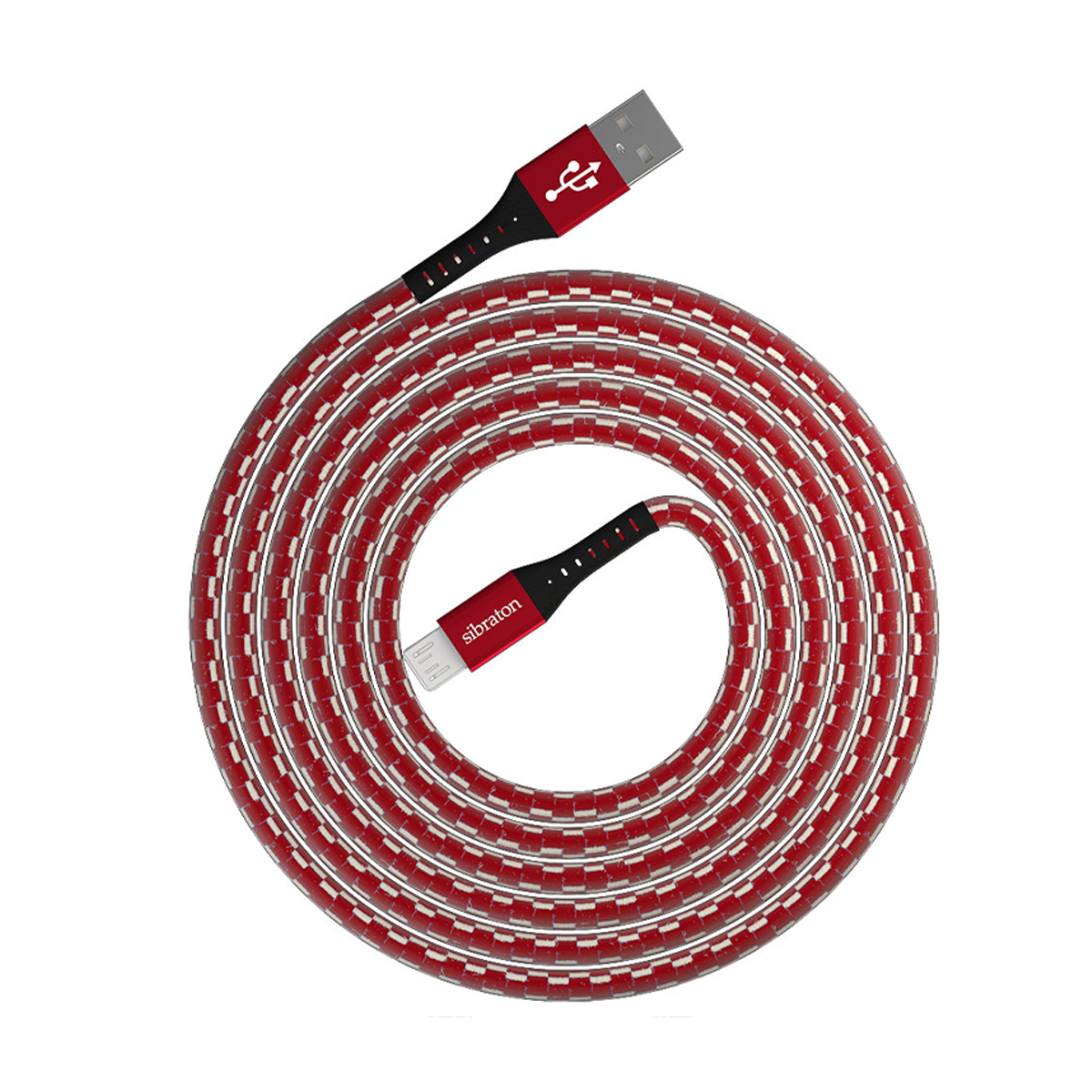 کابل میکرو یو اس بی سیبراتون مدل S250A طول 1.1 متر-قرمز