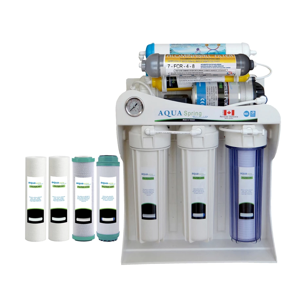 دستگاه تصفیه آب آکوآ اسپرینگ مدل NF-SF4200 به همراه فیلتر تصفیه آب مجموعه 4 عددی دستگاه تصفیه آب آکوآ اسپرینگ مدل NF-SF4200 به همراه فیلتر تصفیه آب مجموعه 4 عددی