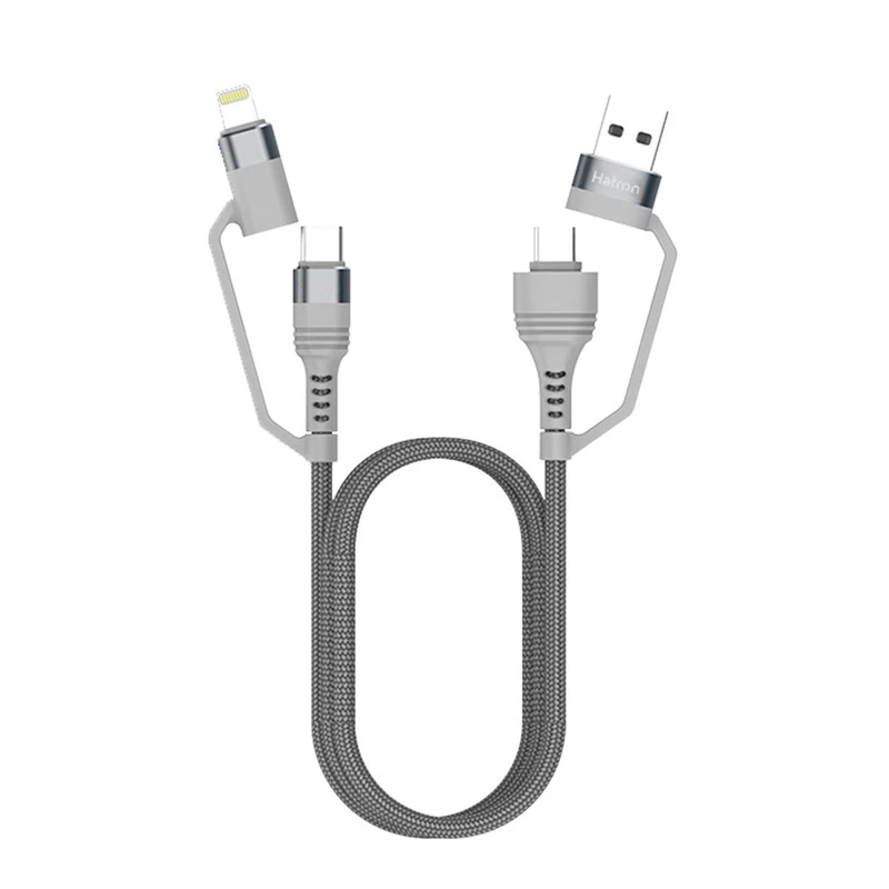 کابل تبدیل USB-USB-C به USB-C-لایتنینگ هترون مدل HC450P طول 1 متر-طوسی کابل تبدیل USB-USB-C به USB-C-لایتنینگ هترون مدل HC450P طول 1 متر-طوسی