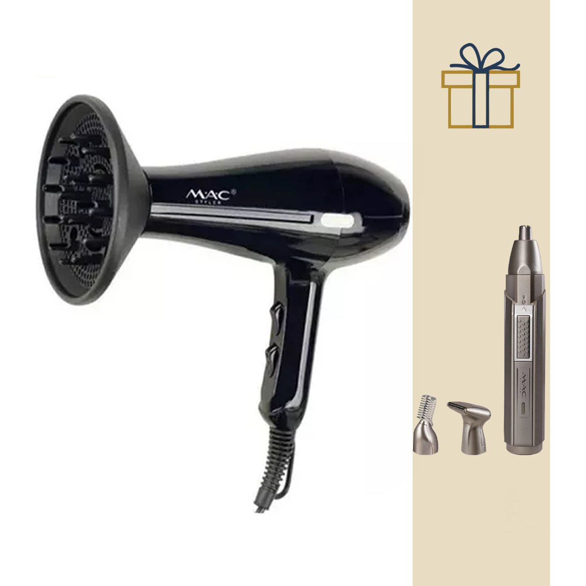 سشوار مک استایلر مدل MAC-6900 به همراه موزن گوش و بینی MC-8807 سشوار مک استایلر مدل MAC-6900 به همراه موزن گوش و بینی MC-8807