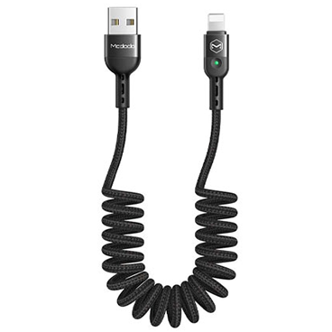 کابل فنری لایتنینگ مک دودو مدل CA-6410 طول 1.8 متر-مشکی  کابل فنری لایتنینگ مک دودو مدل CA-6410 طول 1.8 متر-مشکی