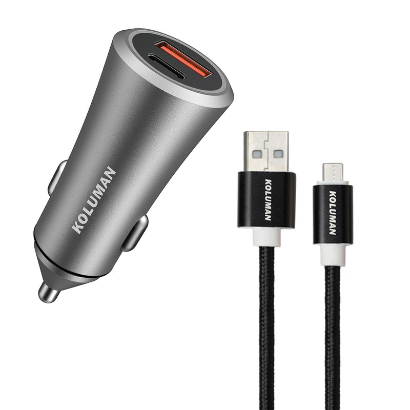 شارژر فندکی کلومن مدل KC - C03 به همراه کابل MICROUSB-خاکستری شارژر فندکی کلومن مدل KC - C03 به همراه کابل MICROUSB-خاکستری