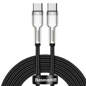 کابل تایپ سی به تایپ سی باسئوس مدل CATJK-D01 به طول 2 متر - توان 100 وات-سفید  کابل تایپ سی به تایپ سی باسئوس مدل CATJK-D01 به طول 2 متر - توان 100 وات-سفید