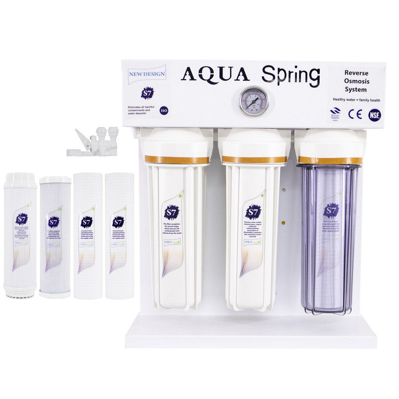 دستگاه تصفیه کننده آب آکوآ اسپرینگ مدل RO-S7-WZ 7200 به همراه نشتی گیر و فیلتر  مجموعه 4 عددی-سفید دستگاه تصفیه کننده آب آکوآ اسپرینگ مدل RO-S7-WZ 7200 به همراه نشتی گیر و فیلتر  مجموعه 4 عددی-سفید