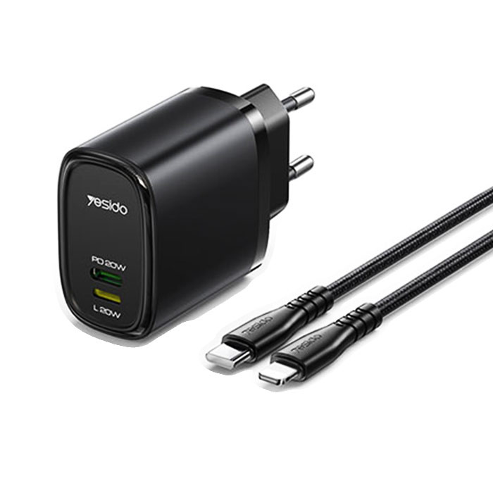 شارژر دیواری 20 وات یسیدو مدل YC44 به همراه کابل لایتنینگ شارژر دیواری 20 وات یسیدو مدل YC44 به همراه کابل لایتنینگ