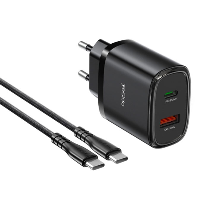 شارژر دیواری 20 وات یسیدو مدل YC50 به همراه کابل usb-c شارژر دیواری 20 وات یسیدو مدل YC50 به همراه کابل usb-c