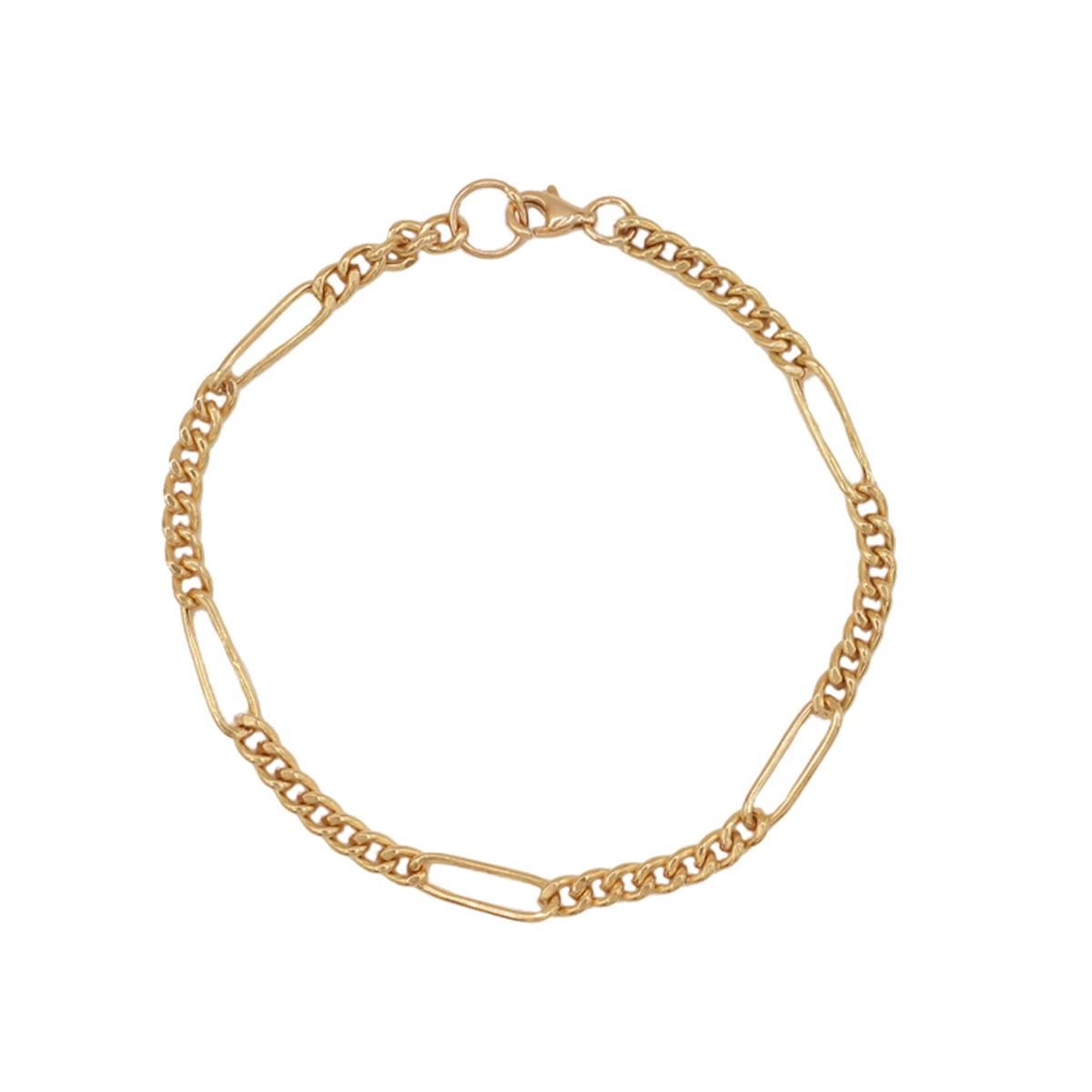 دستبند طلا زنانه طرح فیگارو قو طلایی مدل B034712-2.80 دستبند طلا زنانه طرح فیگارو قو طلایی مدل B034712-2.80