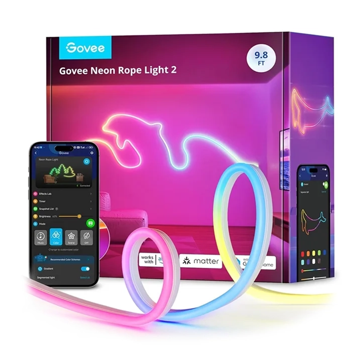 ریسه هوشمند گووی مدل RGBIC Neon Rope Light 2 H61D3 طول 3 متر ریسه هوشمند گووی مدل RGBIC Neon Rope Light 2 H61D3 طول 3 متر