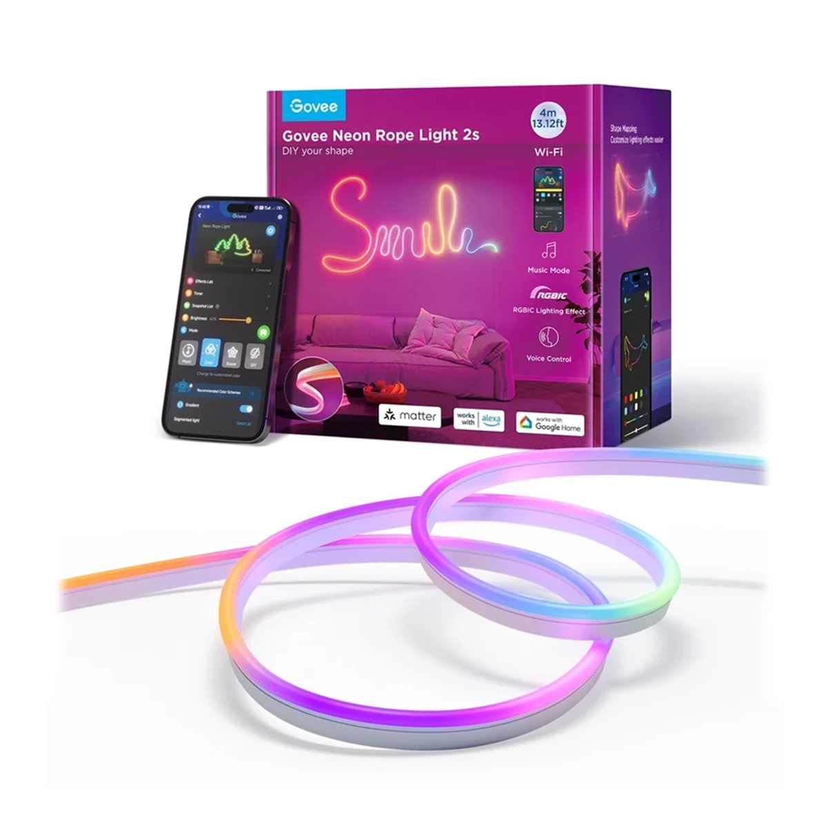 ریسه هوشمند گووی مدل Neon Preinstalled Strip Light Black H61D4 طول 4 متر ریسه هوشمند گووی مدل Neon Preinstalled Strip Light Black H61D4 طول 4 متر