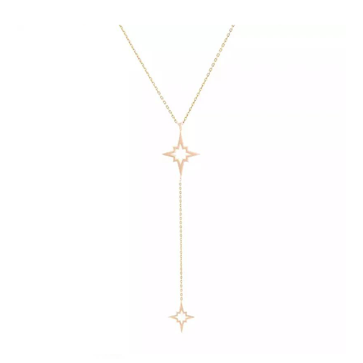 گردنبند طلا زنانه طرح دو ستاره شش پر قو طلایی کد N002980-1.50