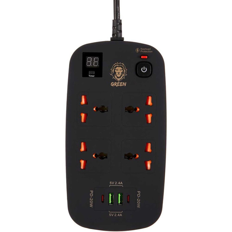 چندراهی برق گرین لاین مدل 40W Multiport Smart Power Socket 3500W چندراهی برق گرین لاین مدل 40W Multiport Smart Power Socket 3500W