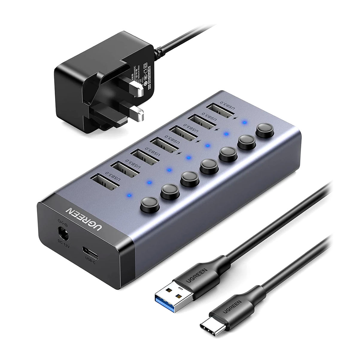 هاب USB 3 یوگرین 7 پورت مدل CM481 90306 آداپتور UK هاب USB 3 یوگرین 7 پورت مدل CM481 90306 آداپتور UK