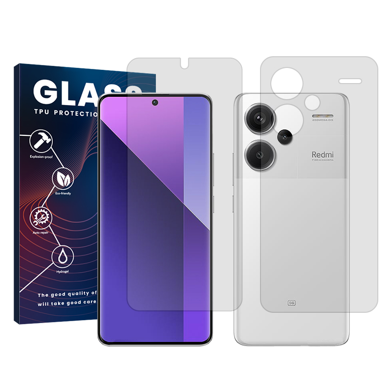 محافظ صفحه نمایش شفاف گلس مدل Resistant مناسب برای گوشی موبایل شیائومی Redmi Note 13 Pro Plus به همراه محافظ پشت گوشی محافظ صفحه نمایش شفاف گلس مدل Resistant مناسب برای گوشی موبایل شیائومی Redmi Note 13 Pro Plus به همراه محافظ پشت گوشی