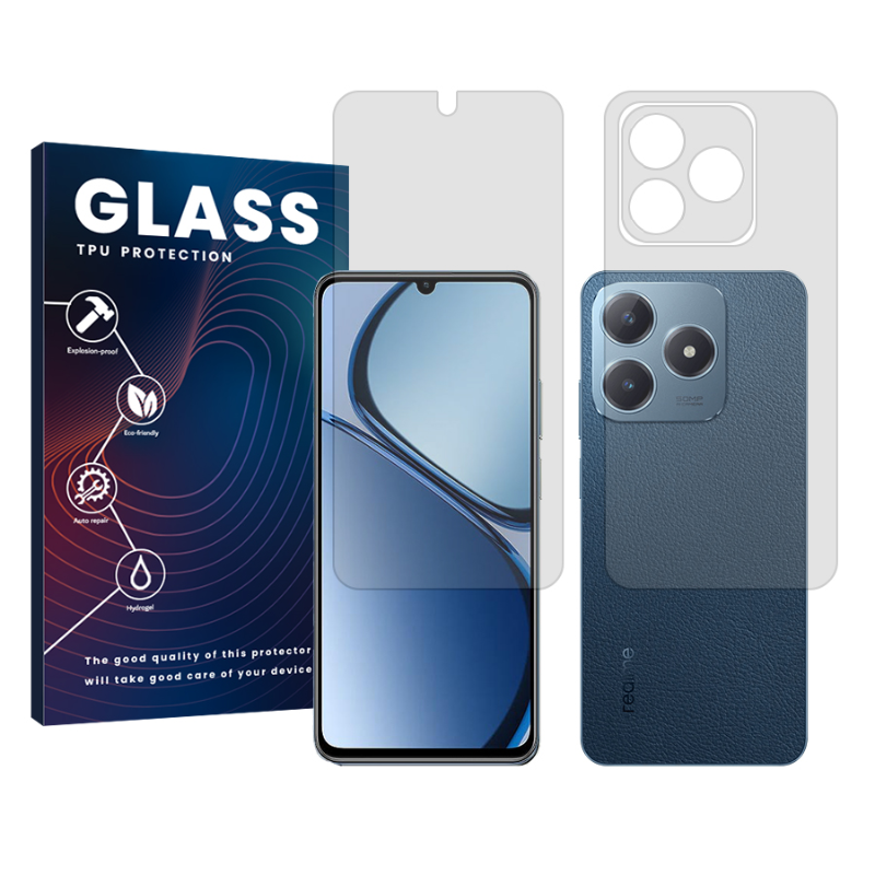 محافظ صفحه نمایش شفاف گلس مدل Resistant مناسب برای گوشی موبایل ریلمی C63 به همراه محافظ پشت گوشی محافظ صفحه نمایش شفاف گلس مدل Resistant مناسب برای گوشی موبایل ریلمی C63 به همراه محافظ پشت گوشی