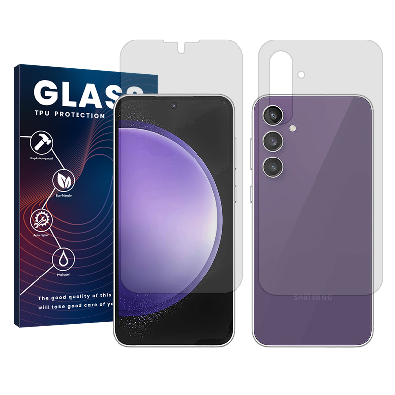 محافظ صفحه نمایش شفاف گلس مدل Resistant مناسب برای گوشی موبایل سامسونگ Galaxy S23 FE به همراه محافظ پشت گوشی محافظ صفحه نمایش شفاف گلس مدل Resistant مناسب برای گوشی موبایل سامسونگ Galaxy S23 FE به همراه محافظ پشت گوشی