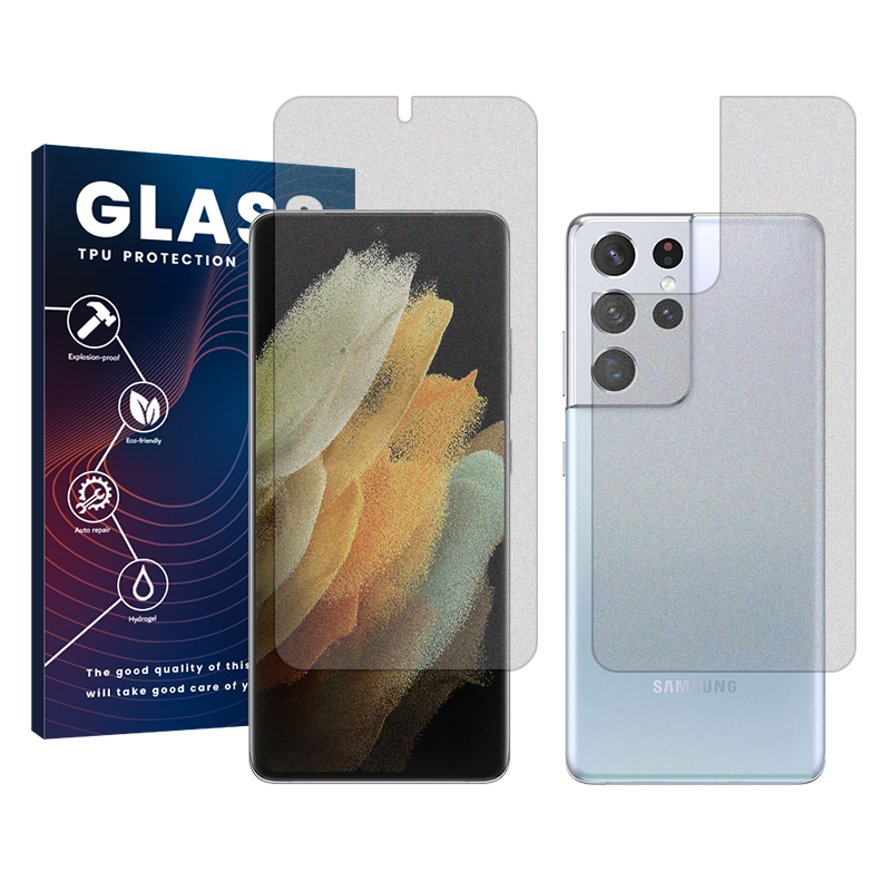 محافظ صفحه نمایش مات گلس مدل Resistant مناسب برای گوشی موبایل سامسونگ Galaxy S21 Ultra 5G به همراه محافظ پشت گوشی محافظ صفحه نمایش مات گلس مدل Resistant مناسب برای گوشی موبایل سامسونگ Galaxy S21 Ultra 5G به همراه محافظ پشت گوشی