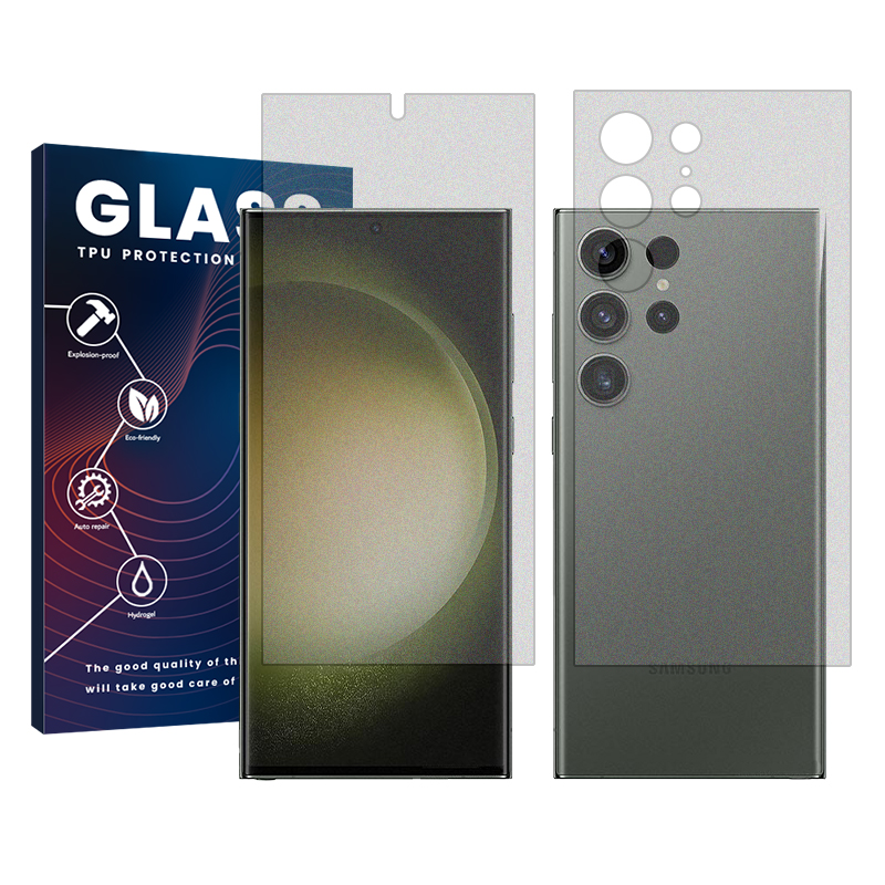 محافظ صفحه نمایش مات گلس مدل Resistant مناسب برای گوشی موبایل سامسونگ Galaxy S23 Ultra به همراه محافظ پشت گوشی محافظ صفحه نمایش مات گلس مدل Resistant مناسب برای گوشی موبایل سامسونگ Galaxy S23 Ultra به همراه محافظ پشت گوشی