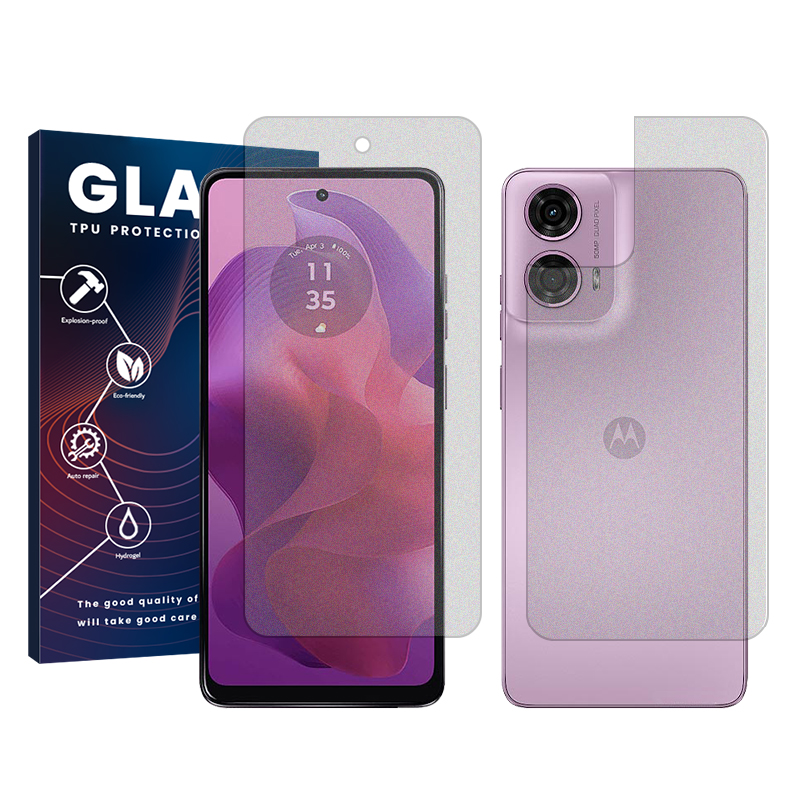محافظ صفحه نمایش مات گلس مدل Resistant مناسب برای گوشی موبایل موتورولا Moto G24 به همراه محافظ پشت گوشی محافظ صفحه نمایش مات گلس مدل Resistant مناسب برای گوشی موبایل موتورولا Moto G24 به همراه محافظ پشت گوشی