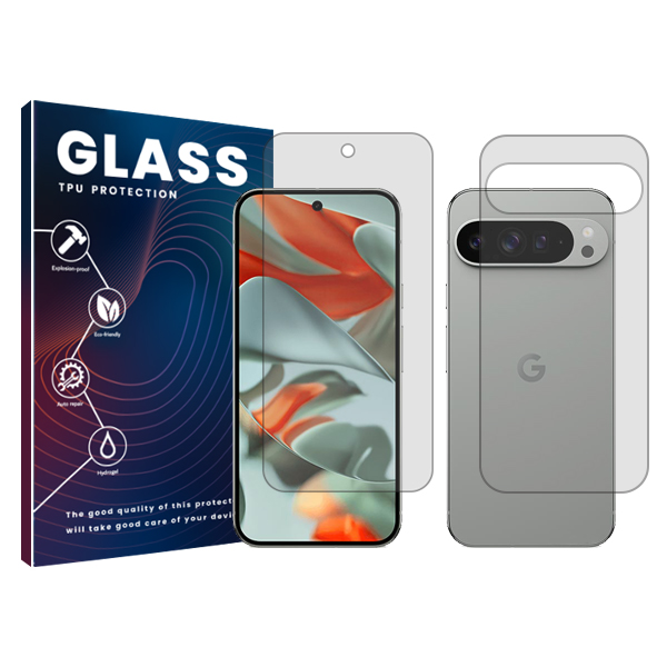 محافظ صفحه نمایش شفاف گلس مدل Resistant مناسب برای گوشی موبایل گوگل Pixel 9 Pro XL به همراه محافظ پشت گوشی محافظ صفحه نمایش شفاف گلس مدل Resistant مناسب برای گوشی موبایل گوگل Pixel 9 Pro XL به همراه محافظ پشت گوشی