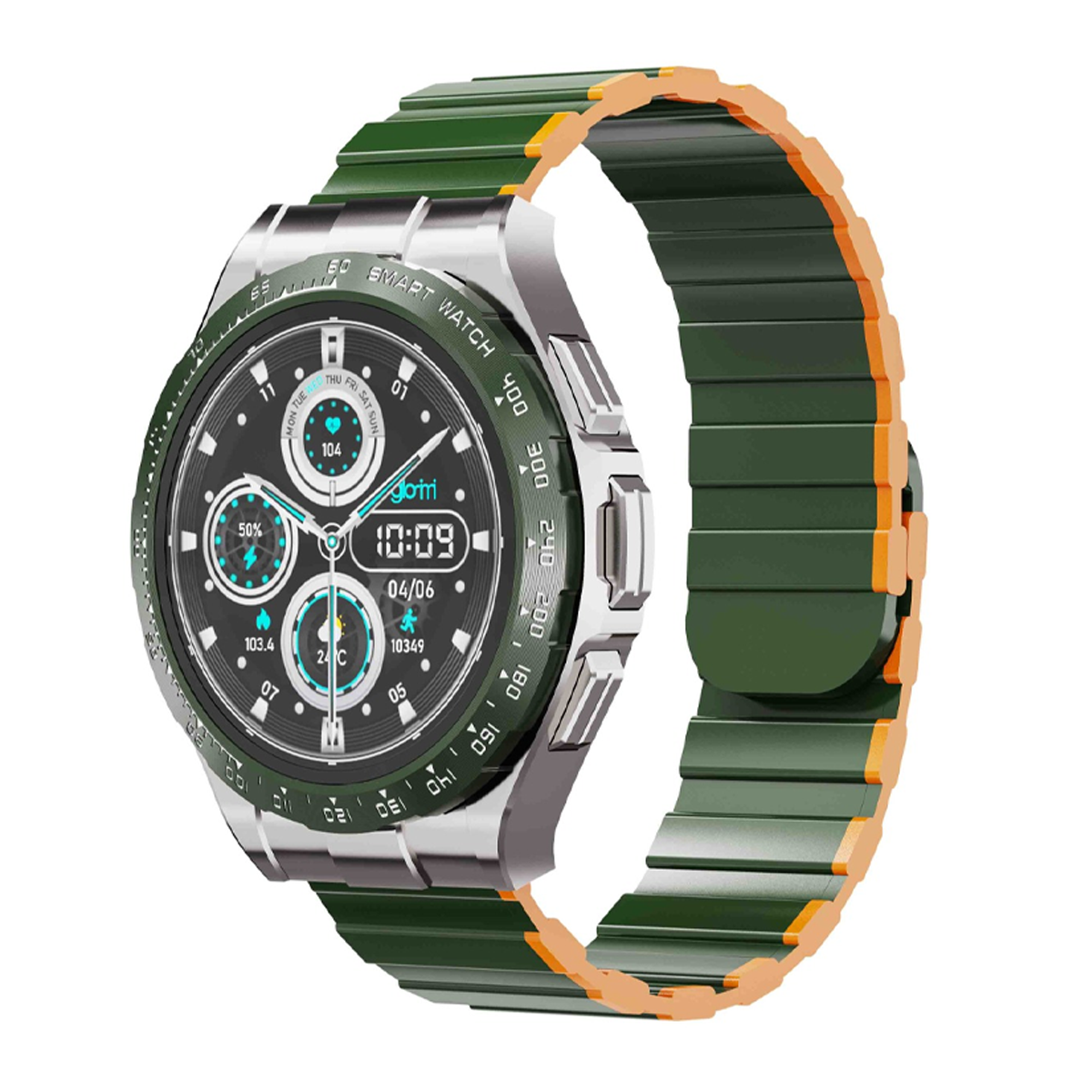 ساعت هوشمند گلوریمی مدل M4 Pro-بدنه نقره ای بند سبز