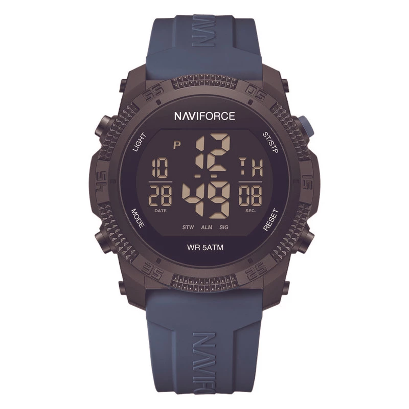 ساعت دیجیتال مردانه نیوی فورس مدل nf7104b-بدنه مشکی بند آبی