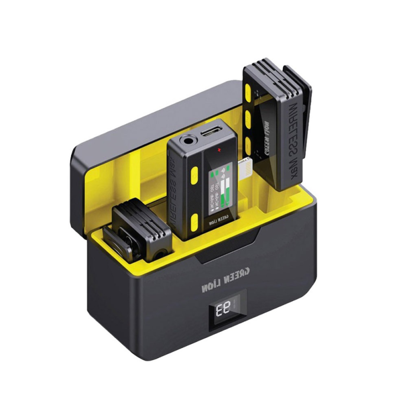 ست میکروفن بی سیم گرین لاین مدل Wireless Microphone lightning with Remote Control ست میکروفن بی سیم گرین لاین مدل Wireless Microphone lightning with Remote Control