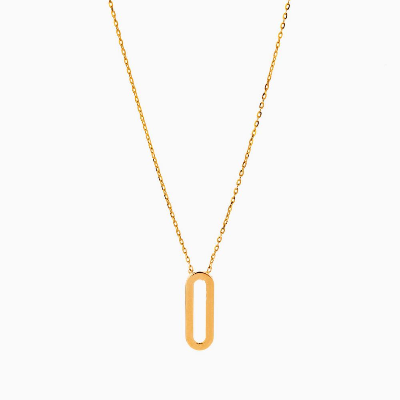 گردنبند طلا زنانه طرح مستطیل خالی قو طلایی-1.00 گردنبند طلا زنانه طرح مستطیل خالی قو طلایی-1.00