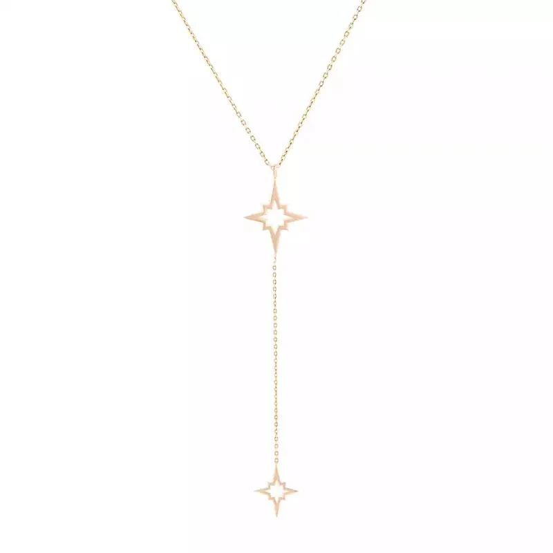 گردنبند طلا زنانه طرح دو ستاره شش پر قو طایی-2.50 گردنبند طلا زنانه طرح دو ستاره شش پر قو طایی-2.50